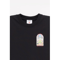 CASABLANCA BLACK TENNIS LANDSCAPE TENNIS LANDSCAPE T SHIRT